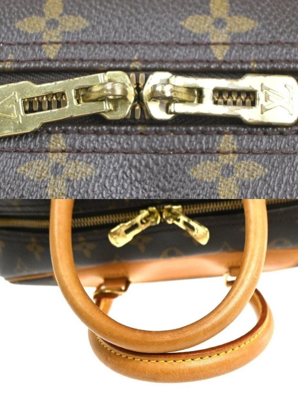 LOUIS VUITTON LV Logo Deauville Hand Bag Monogram Leather Brown M47270 75KC863 - Picture 7 of 16